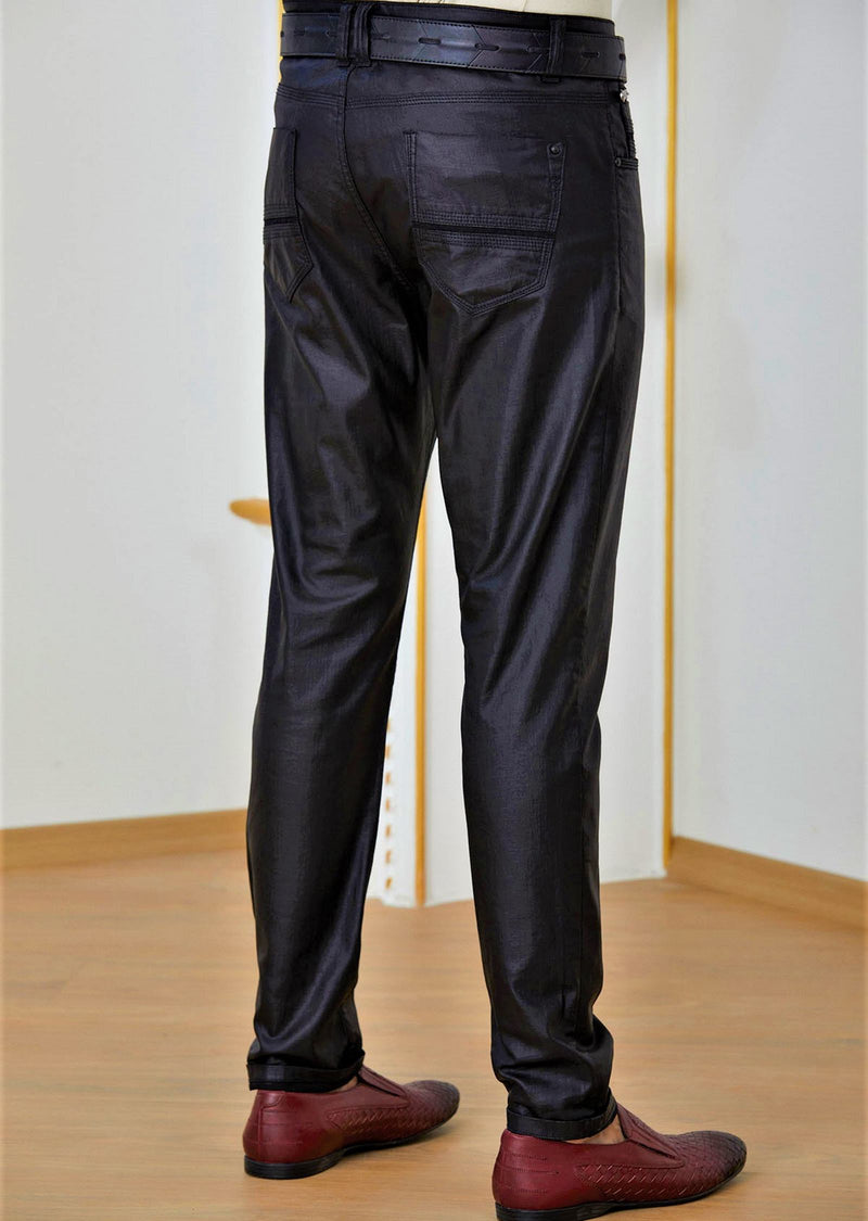 Navy Pocket Zipper Waxed Pants