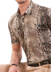 Brown Snake Foil Spandex Polo