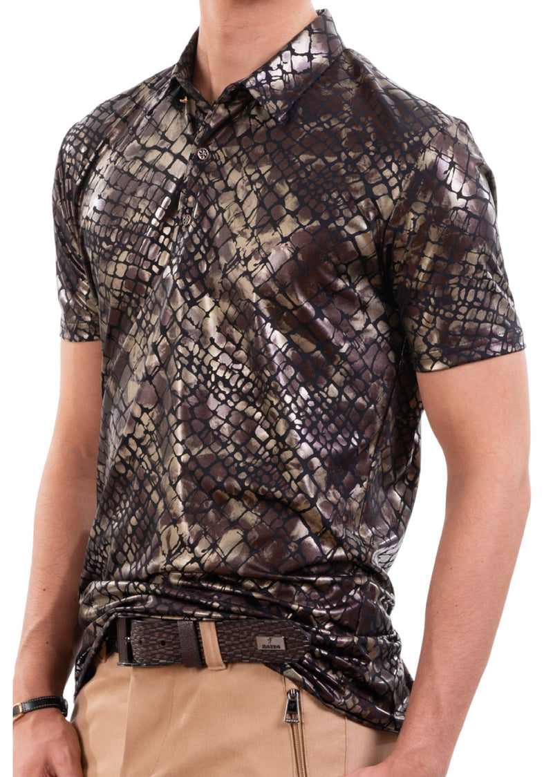 Brown Alligator Spandex Polo