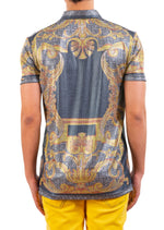 Gold Foil Baroque Print Polo