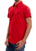 Red Gold Foil Zipper Polo