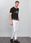 White Houndstooth Paint Jeans