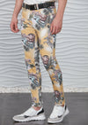 Yellow Floral Tiger Print Denim