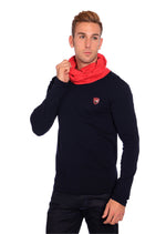 Navy Rollover Neck Long Sleeve Tee