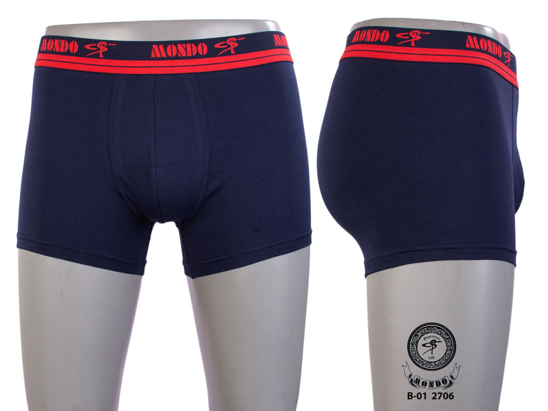 Navy Red Cotton Superior Stretch Boxer Briefs