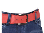 Red Textured Leather Belt