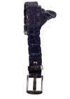 Navy Thick Stitched Croc Leather Belt