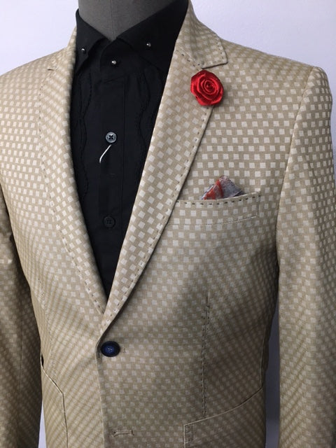 Brown Checker Print Blazer