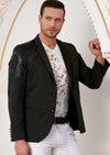 Black Laser Baroque Studded Blazer