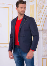 Navy Front Zipper Tech Blazer