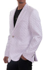 White Houndstooth Emboss Blazer