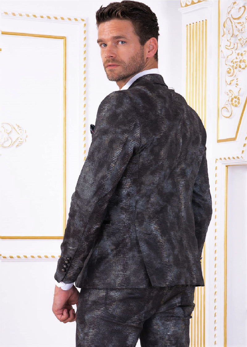 Black Gray Snake 2-Pieces Suit