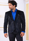 Blue Metallic Polkadot Velvet Blazer