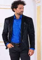 Blue Metallic Polkadot Velvet Blazer