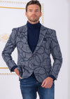 Navy Blue Chain Luxe Knit Blazer