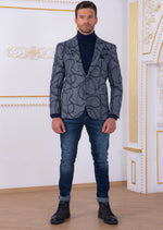 Navy Blue Chain Luxe Knit Blazer