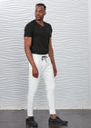 White Luxe Zipper Jogger Pants