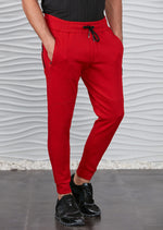 Red Luxe Zipper Jogger Pants