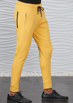 Yellow Luxe Zipper Jogger Pants