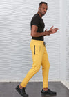 Yellow Luxe Zipper Jogger Pants