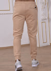 Beige Luxe Zipper Jogger Pants