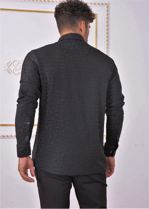 Black Triangle Emboss Jacquard Shirt