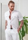 White Linen-Blend Shirt Jacket