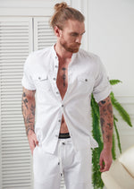 White Linen-Blend Shirt Jacket