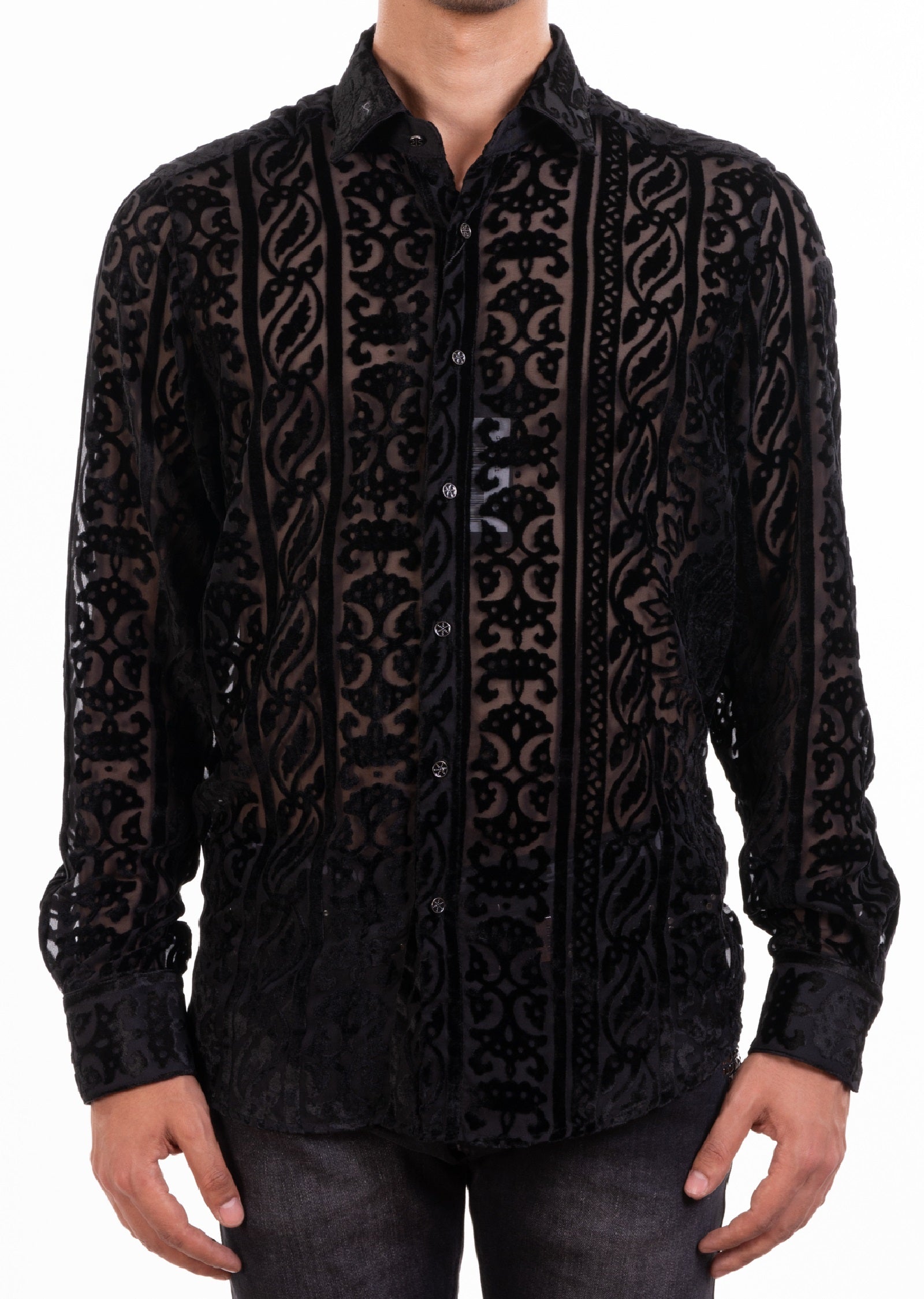 Black Vintage Burnout Velvet Shirt – MONDO Menswear