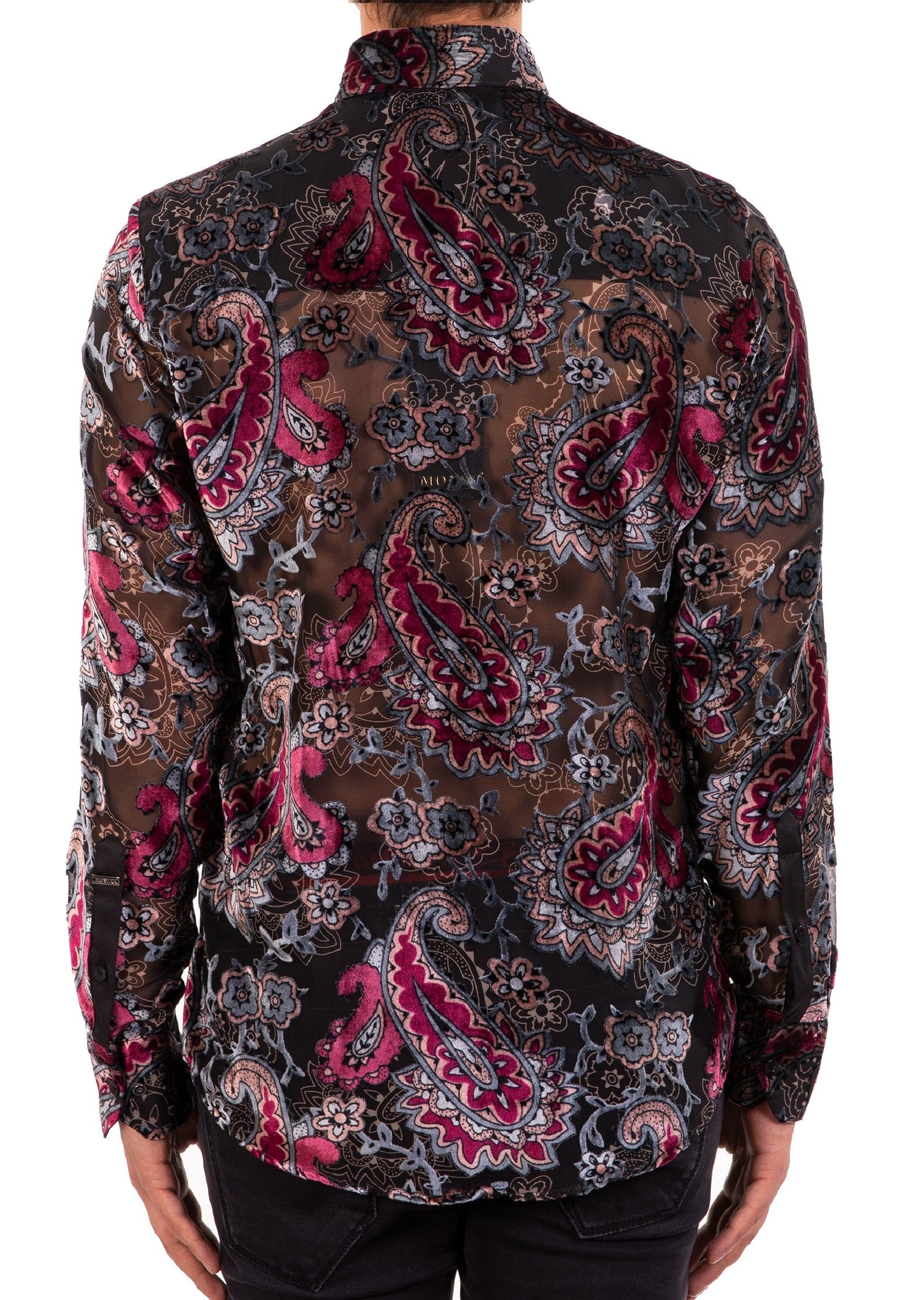 Burgundy Paisley Burnout Velvet Shirt – MONDO Menswear
