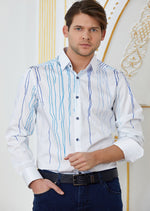 White Blue Paint Brush Shirt