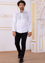 White Silver "Meander" Rhinestone Shirt