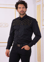 Black Gold "Upper Panel" Rhinestone Shirt