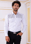 White Silver "Upper Panel" Rhinestone Shirt