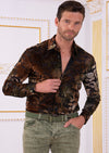 Brown Paisley Burnout Velvet Shirt