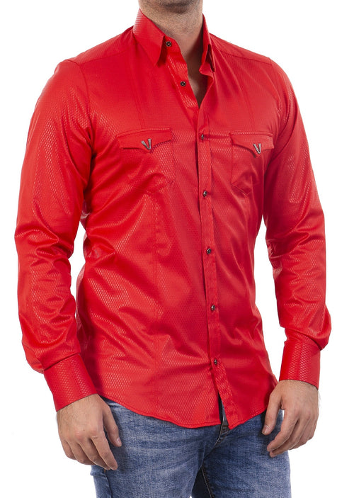 Red Pocket Micro Square Shirt