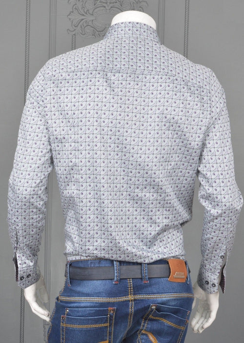 Gray Micro Dot Print Shirt