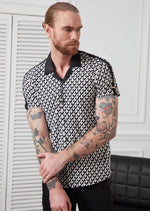 White Black Cuban Collar Shirt