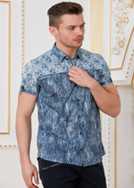 Blue Mix Print Short Sleeve Shirt