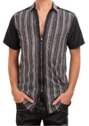 Black Stripe Knit Zipper Shirt