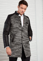 Gray with Black Sleeve Quilted Coat