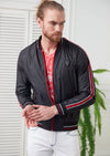 Black Print Detailed Bomber Jacket