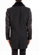 Black Waxed Zipper Quilted Coat