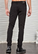 Black D-Buckle Leather Tech Pants