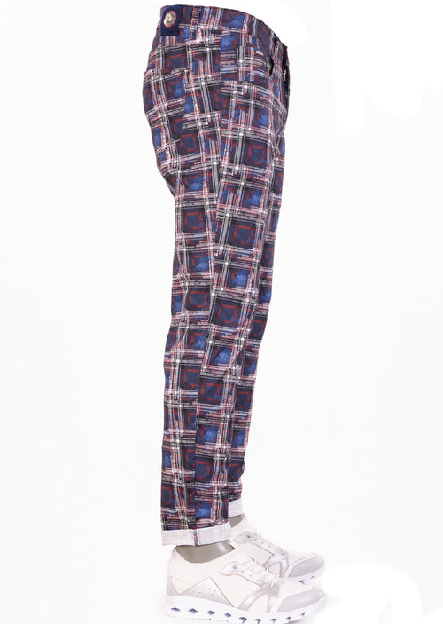 Navy "Jackson" Plaid Stretch Pants