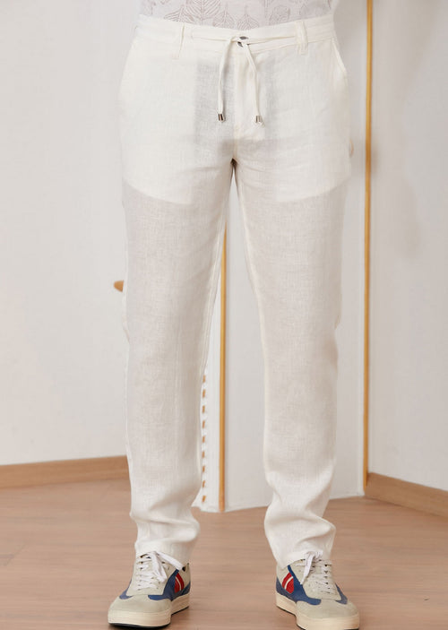 Off-White Linen Waistband Pants