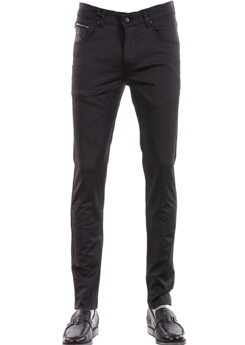 Black Meander Zipper Tech Pants