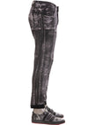 Gray Silver Brush Effect Jeans