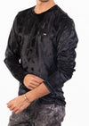 Black Snake Skin Velour Sweater