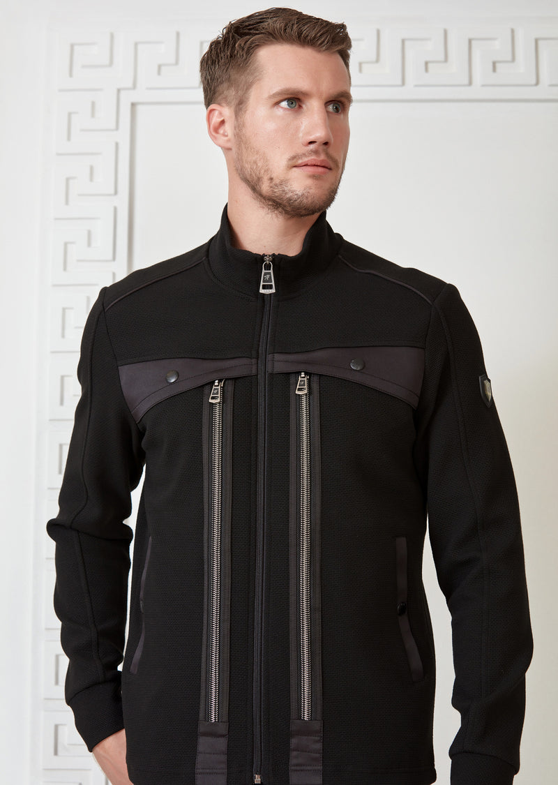 Black Double Zipper Hybrid Jacket